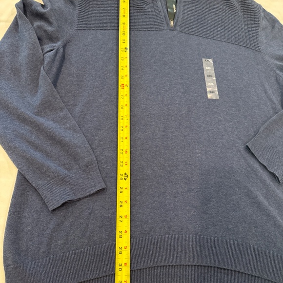 Alfani Navy Blue Cotton 1/4 Zip Collared Sweater Mens Medium - Picture 4 of 6